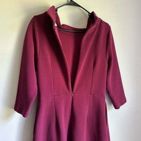 Boden Violet Ottoman Dress Ruby Ring Midi Length Fit & Flare Stand Collar sz 10 - Picture 8 of 8